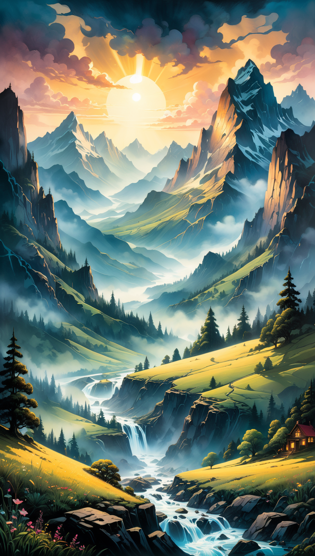 02670-1495682865-summer, best quality, ink painting, acrylic, Capture the ethereal beauty of a misty mountain range, where veils of fog embrace t.png